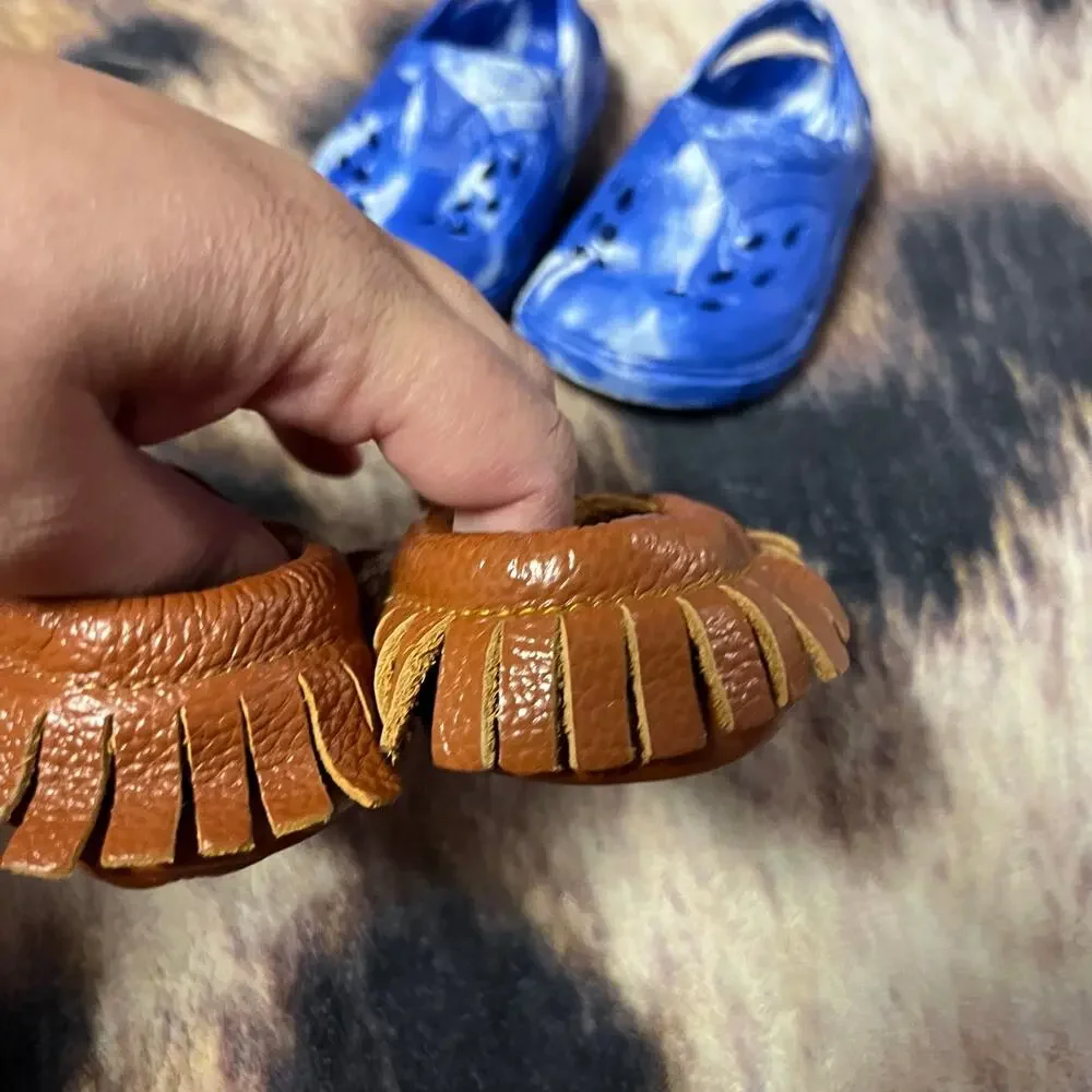 SET of 2 Baby Girls Shoes Size 4 Slip On Moccasins & Slingback Sandals
